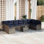 vidaXL Tuinbank Set met kussen 11 pcs Grijs poly rattan, Tuin en Terras, Verzenden, Nieuw