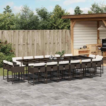 vidaXL 17-delige Tuinset met kussens poly rattan bruin, Verzenden, Nieuw, Tuinset