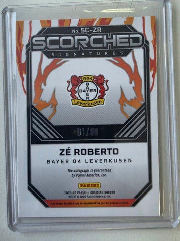 2025/26 Panini Obsidian Zé Roberto SC-ZR /89 Carte