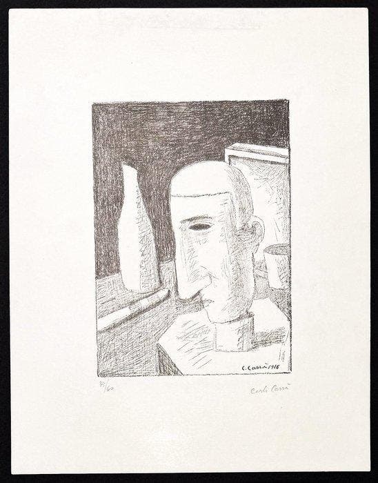 Carlo Carrà (1881–1966) - Gentiluomo ubriaco, Antiquités & Art, Antiquités | Autres Antiquités