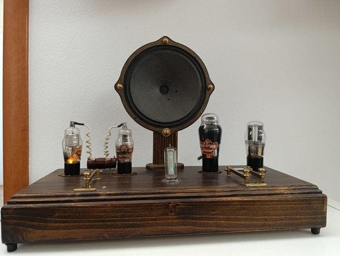Handcrafted radio - Radio with exposed valves - Magic eye, TV, Hi-fi & Vidéo, Radios
