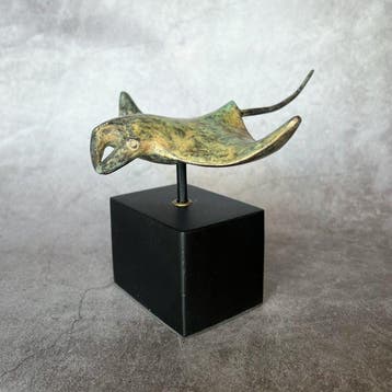 sculptuur, NO RESERVE PRICE - Patinated Bronze Manta Ray