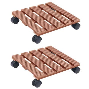 vidaXL Plantentrolleys 2 st 30x30x7,5 cm HKC bruin, Tuin en Terras, Verzenden, Nieuw