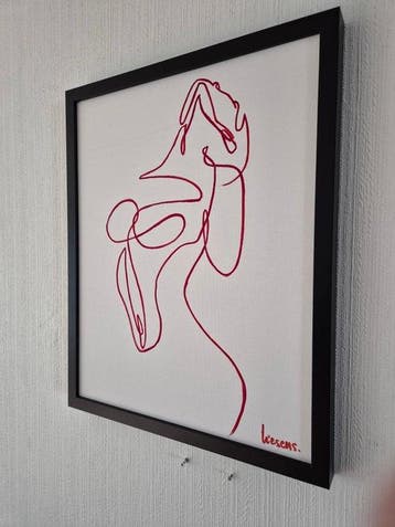 Liesens - Yoga Girl (Handpainted on white canvas met lijst)