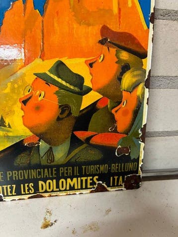 Vintage Dolomiti emaille reclamebord – Italiaanse reisposter
