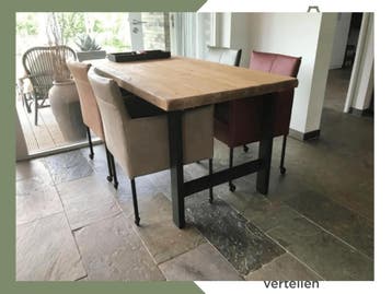 Set van 4 leren kuip eetkamerstoelen - met wieltjes -, Ophalen of Verzenden, Nieuw, Eén