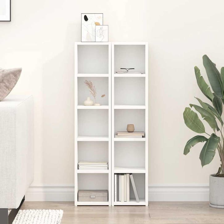 vidaXL Cd-kasten 2 st 21x16x93,5 bewerkt hout wit, Huis en Inrichting, Woonaccessoires | Cd- en Dvd-rekken, Nieuw, Verzenden