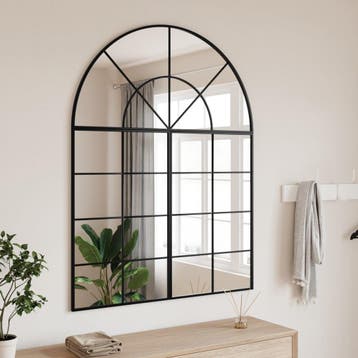vidaXL Wandspiegel boog 100x130 cm ijzer zwart, Verzenden
