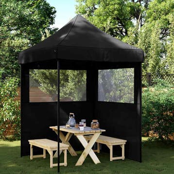 vidaXL Partytent inklapbaar pop-up met 2 zijwanden zwart, Verzenden, Nieuw