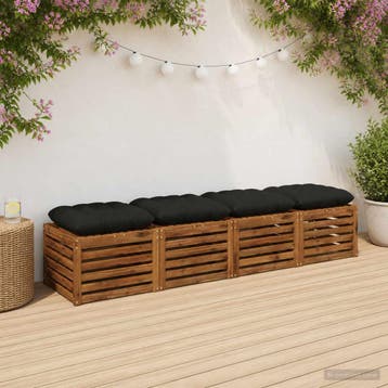 vidaXL Zitkussens VIANEN 4 st 100% Polyester Zwart 50 x 50 x, Maison & Meubles, Accessoires pour la Maison | Coussins, Verzenden