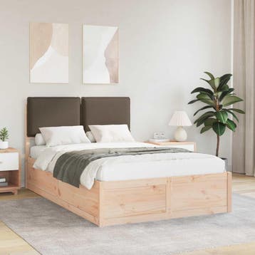 vidaXL Bedframe met Gevoerde Hoofdbord Taupe 120 x 200 cm, Verzenden
