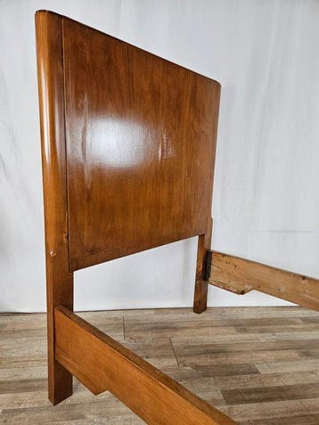 Bed - Bed in Art Deco-stijl uit notenhout - Walnoot