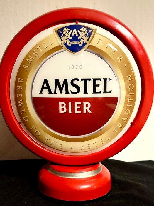 No reserve-Dubbelzijdig Amstel Bier Lichtbak/reclamelamp -, Antiek en Kunst, Antiek | Wandborden en Tegels