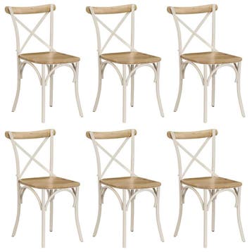 vidaXL Kruisstoelen 6 st massief mangohout wit, Verzenden, Nieuw
