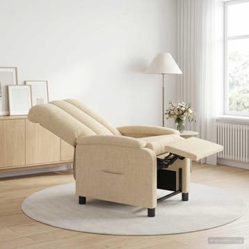 vidaXL Recliner Crèmekleurig Stof, Huis en Inrichting, Fauteuils, Verzenden, Nieuw