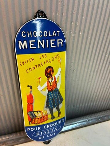 Chocolat Menier – Origineel Frans geëmailleerd reclamebord –
