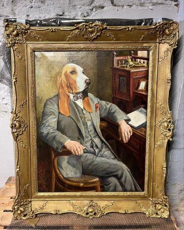 Belgische school (XIX-XX) - Portret schilderij van adelijke, Antiek en Kunst