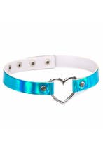 Choker Iridescent Blauw Hartje Holografisch Collar Ketting S, Ophalen of Verzenden, Nieuw, Blauw