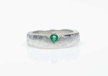 Zonder minimumprijs - Ring - 925 zilver - 0.12 ct smaragd, Nieuw