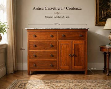 Credenza - Hout, Marmer - Dressoir / Ladekast IT