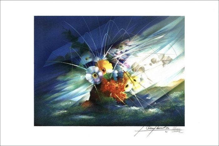 Raymond Poulet (1934) - Lot de 3 lithographies : Multiflor,, Antiquités & Art, Antiquités | Autres Antiquités