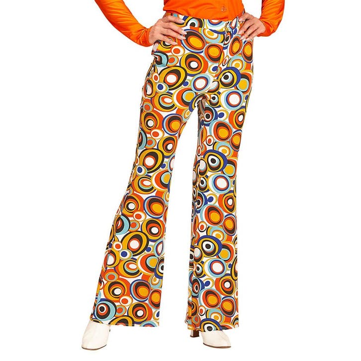 Disco 70S Broek Blauw Oranje Dames, Kleding | Dames, Carnavalskleding en Feestkleding, Nieuw, Verzenden