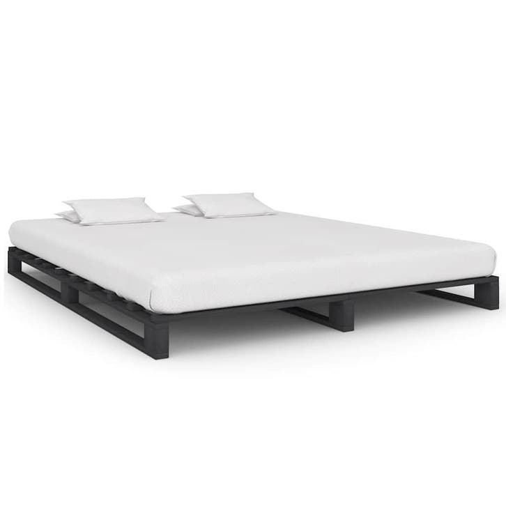 vidaXL Bedframe pallet massief grenenhout grijs 180x200 cm, Maison & Meubles, Chambre à coucher | Lits, Envoi