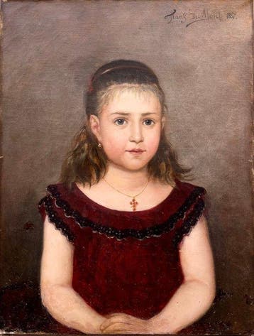 Frans Dumont (c.1850-?) - Fillette à la robe rouge