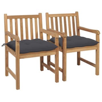 vidaXL Tuinstoelen 2 st met antracietkleurige kussens, Verzenden