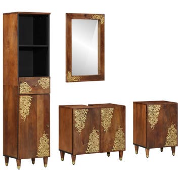 vidaXL Badkamerkast set 4 st Honing bruin 62 x 33 x 58 cm, Verzenden, Nieuw