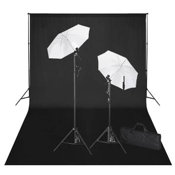 vidaXL Studioset met zwarte achtergrond en lampen 600x300 cm, Verzenden
