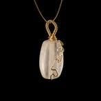 Romain antique Cristal de roche Pendant, Quartz clair serti