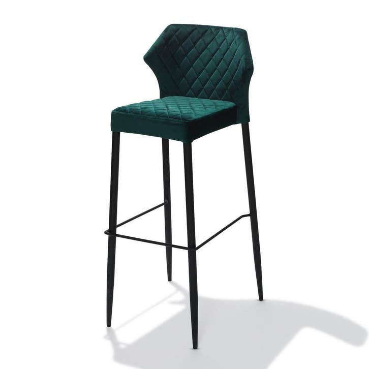 Barkruk Louis | Brandvertragend | Groen | Velours |, Articles professionnels, Horeca | Équipement de cuisine, Envoi