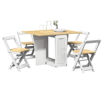 vidaXL 5-delige Eethoek Corona inklapbaar grenenhout wit, Maison & Meubles, Verzenden