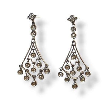 Cocktail oorbellen - 18 karaat Witgoud - 0.24ct. tw. Diamant