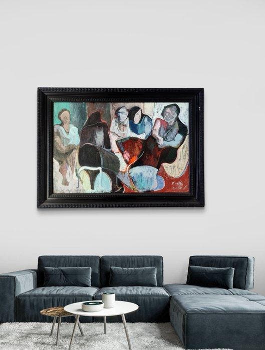 Gabino Gaona (1933-2007) - La reunión, Antiquités & Art, Art | Peinture | Classique