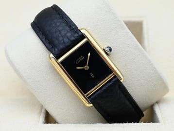 Cartier Tank Vermeil Year 1990s (Box), Overige merken, Leer, Polshorloge, Ophalen of Verzenden