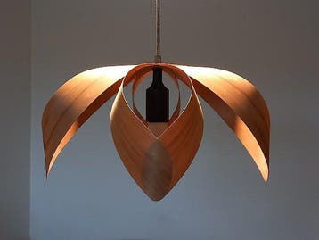 Plafondlamp - Fineer van natuurlijk walnotenhout