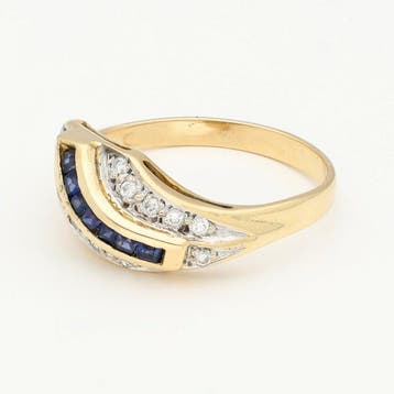 Bague - 18 carats Or jaune Diamant (Naturelle) - Saphir, Bijoux, Sacs & Beauté