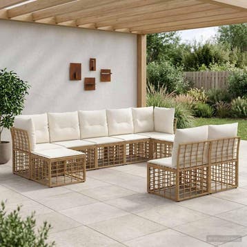 vidaXL Buiten bank set Natuurlijk en Crème Wit Polyester, Verzenden, Nieuw