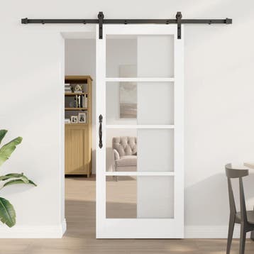 vidaXL Schuifdeur ORKDAL Wit en Zwart 83 x 202 cm, Doe-het-zelf en Bouw, Deuren en Vliegenramen, Verzenden, Nieuw