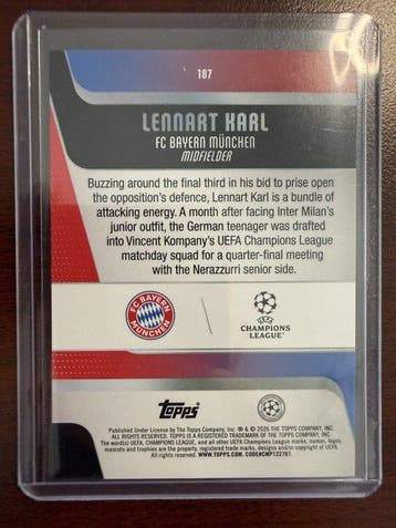 2025/26 Topps UEFA Champions League Lennart Karl /75