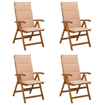 vidaXL Ligstoelen voor Tuin 4 st Naturel Massief Acacia Hout, Verzenden