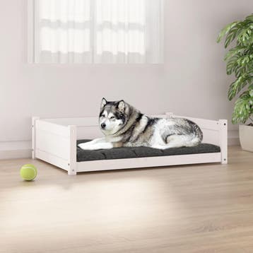 vidaXL Hondenmand 105,5x75,5x28 cm massief grenenhout wit, Verzenden, Nieuw