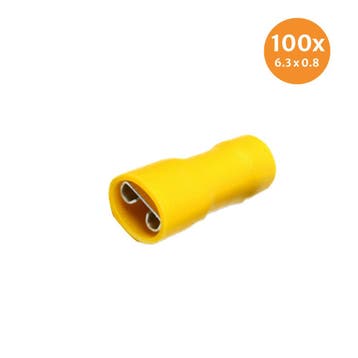 Vlakstekerhuls Geïsoleerd Geel (6,4x0,8mm) 100 Stuks, Ophalen of Verzenden, Nieuw