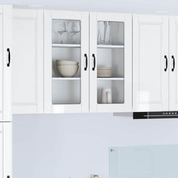 vidaXL Wandglas Kasten PORTO Hoogglans wit 80 x 31 x 80 cm, Verzenden, Nieuw