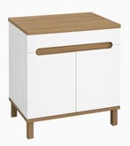Badplaats Wastafelkast Otero 80 cm - Hoogglans Wit met Eiken, Verzenden, Nieuw