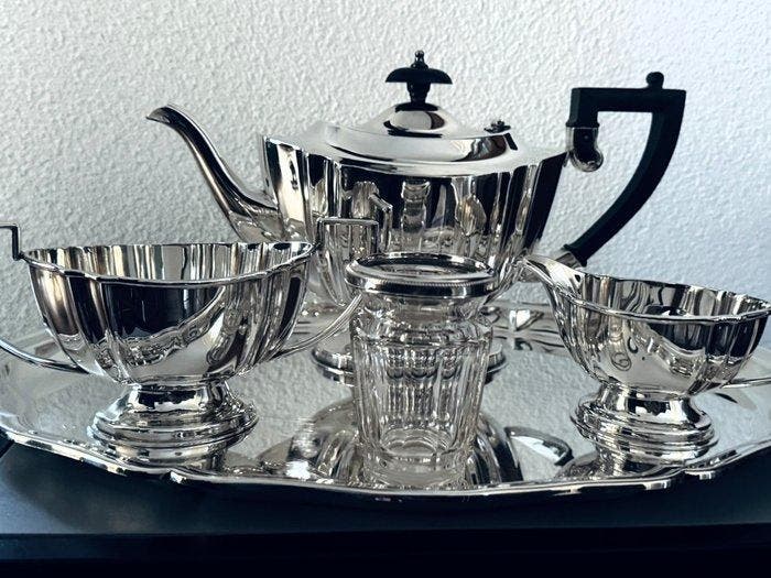 Chippendale - Theeservies (5) - Verzilverd, Bakeliet -, Antiek en Kunst, Curiosa en Brocante