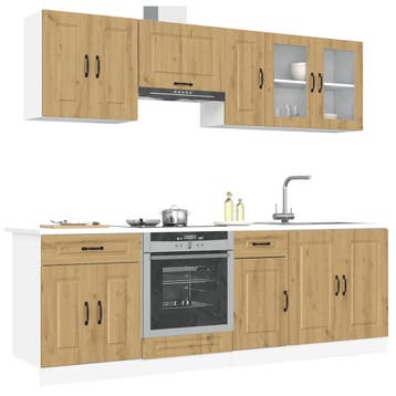 vidaXL 8-delige Keukenkastenset Kalmar bewerkt hout, Verzenden, Nieuw