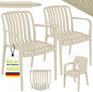 Tuinstoelen - Weerbestendig - Set van 2 - Beige - Tillvex®, Huis en Inrichting, Verzenden, Nieuw